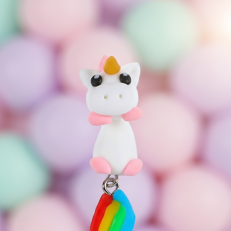 kawaii unicorn earrings - detail