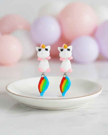 kawaii unicorn earrings - lifestyle