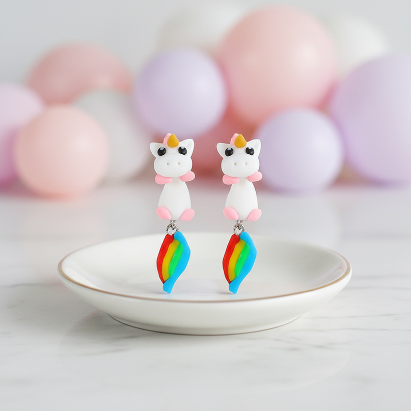 kawaii unicorn earrings - lifestyle