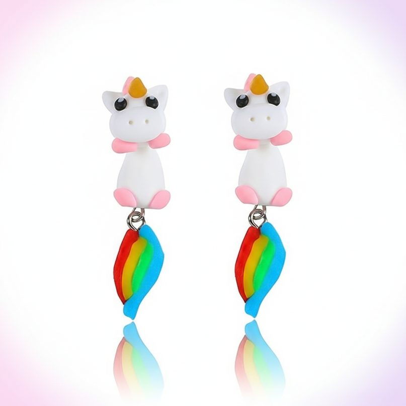 kawaii unicorn earrings - white-bg