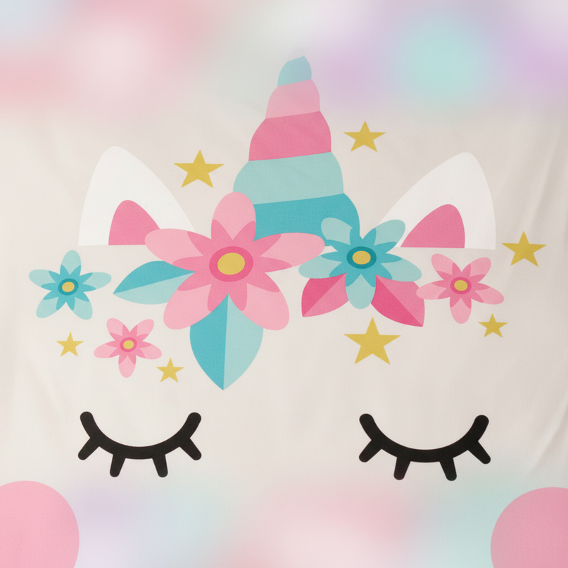 kawaii unicorn face bedding - detail