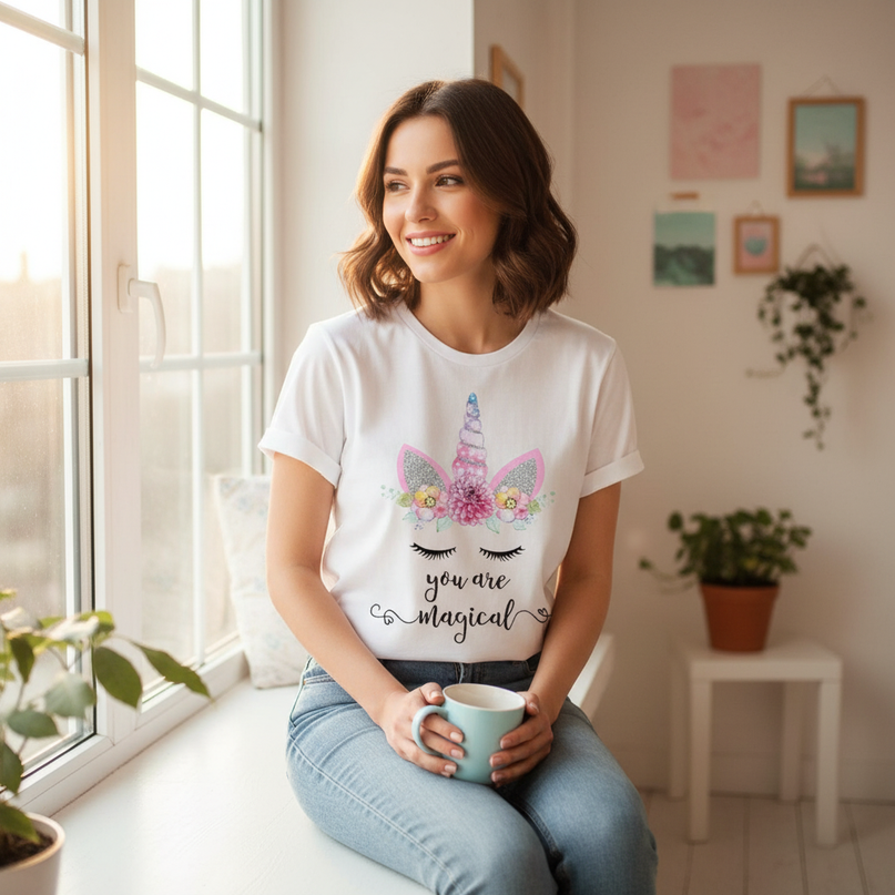kawaii unicorn girl shirt - in-use