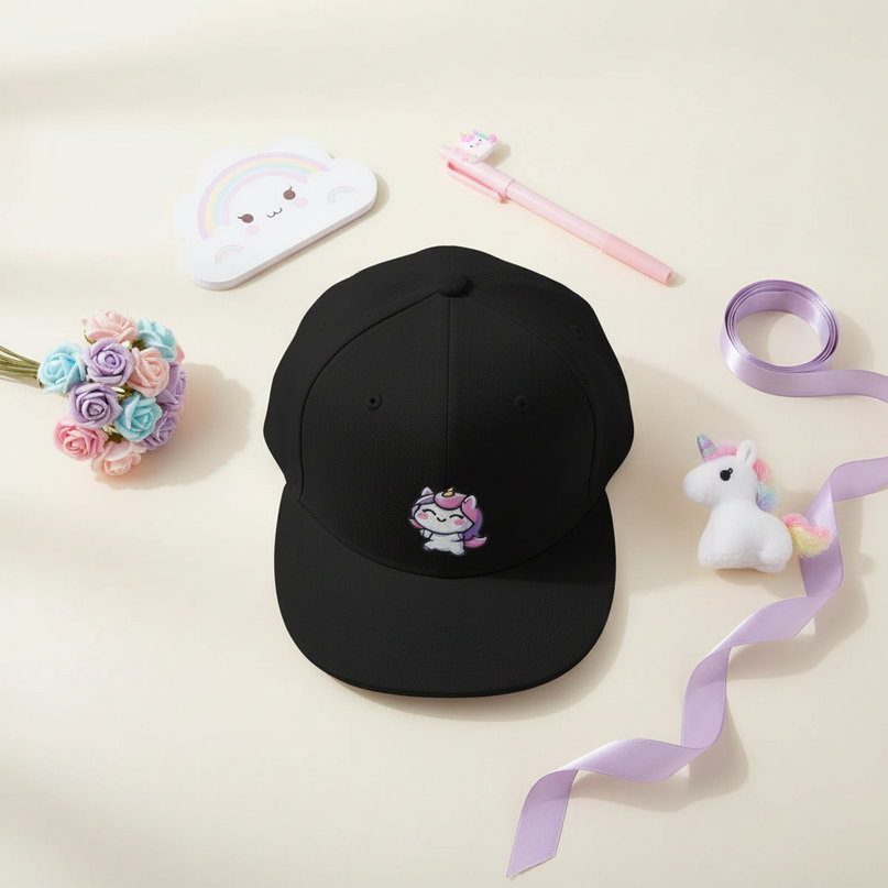 kawaii unicorn hat - flat-lay