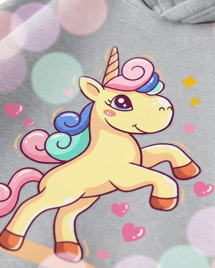 kawaii unicorn hoodie kids - detail