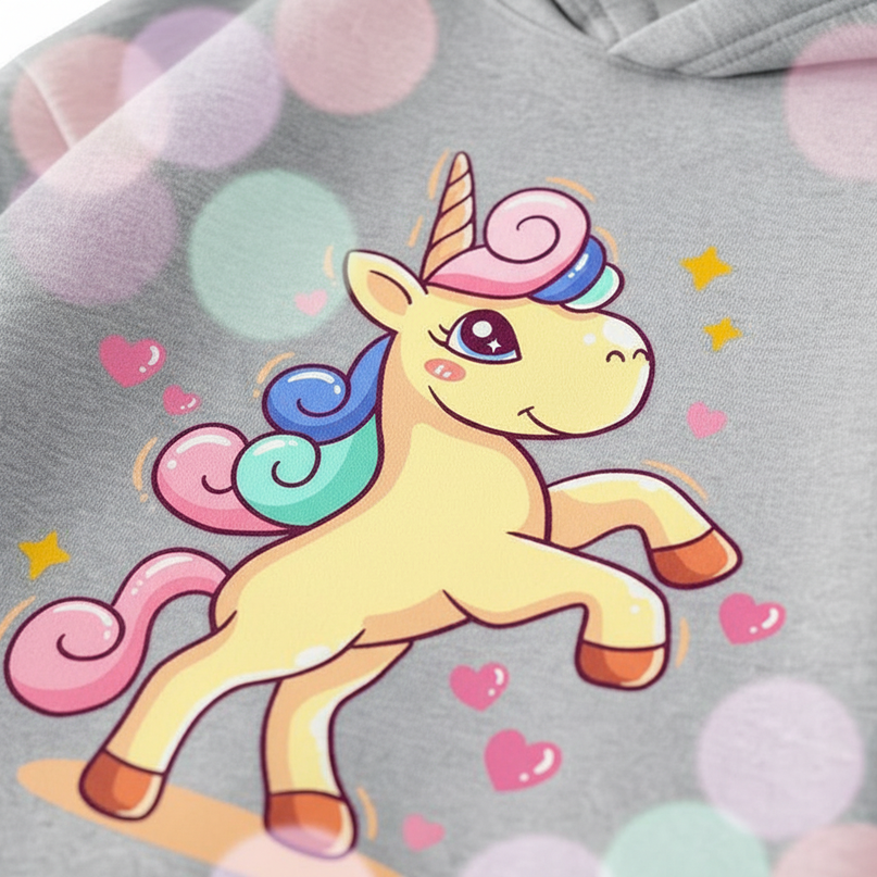 kawaii unicorn hoodie kids - detail