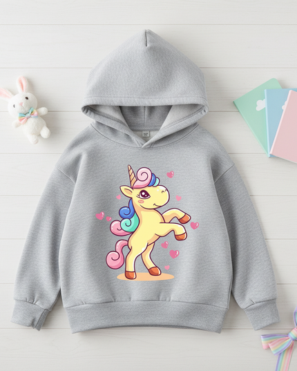 kawaii unicorn hoodie kids - flat-lay