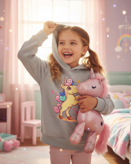 kawaii unicorn hoodie kids - in-use