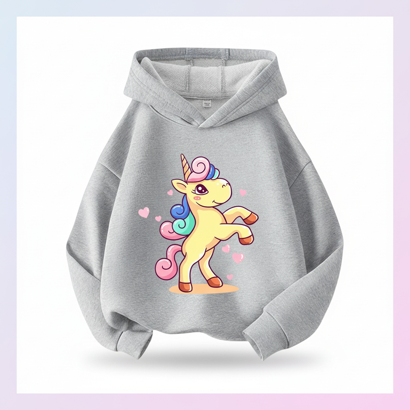 kawaii unicorn hoodie kids - white-bg