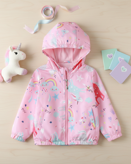kawaii unicorn jacket - flat-lay