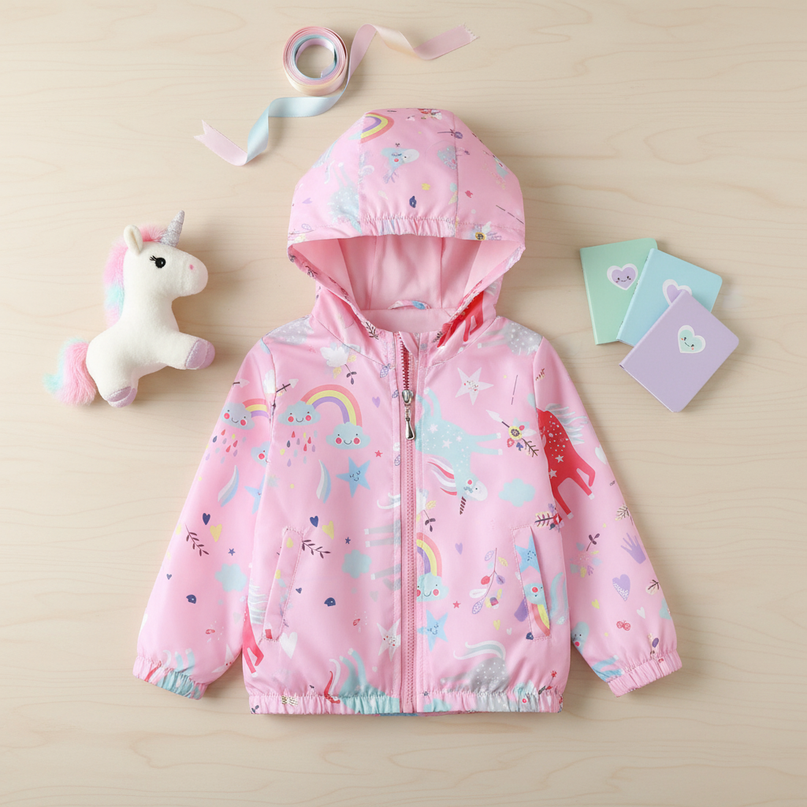 kawaii unicorn jacket - flat-lay