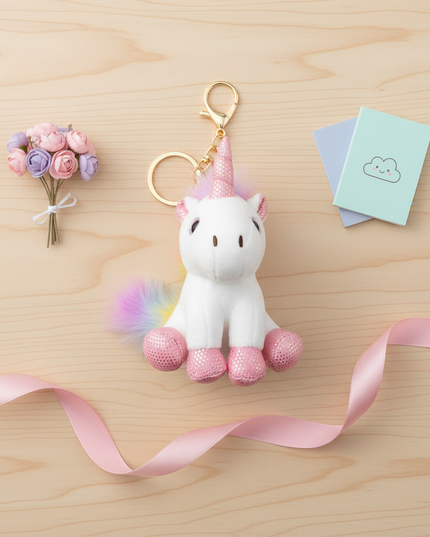kawaii unicorn keychain - flat-lay