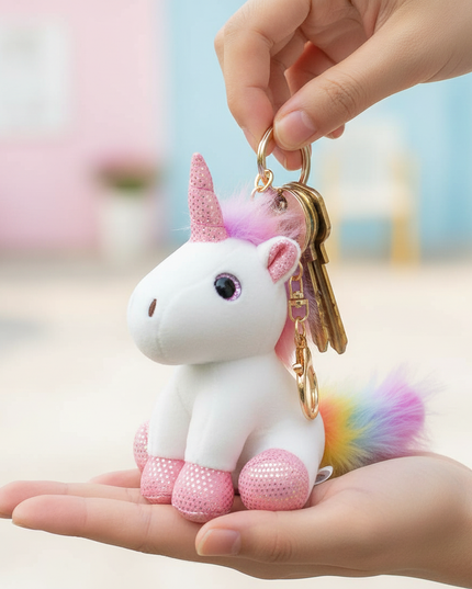 kawaii unicorn keychain - in-use