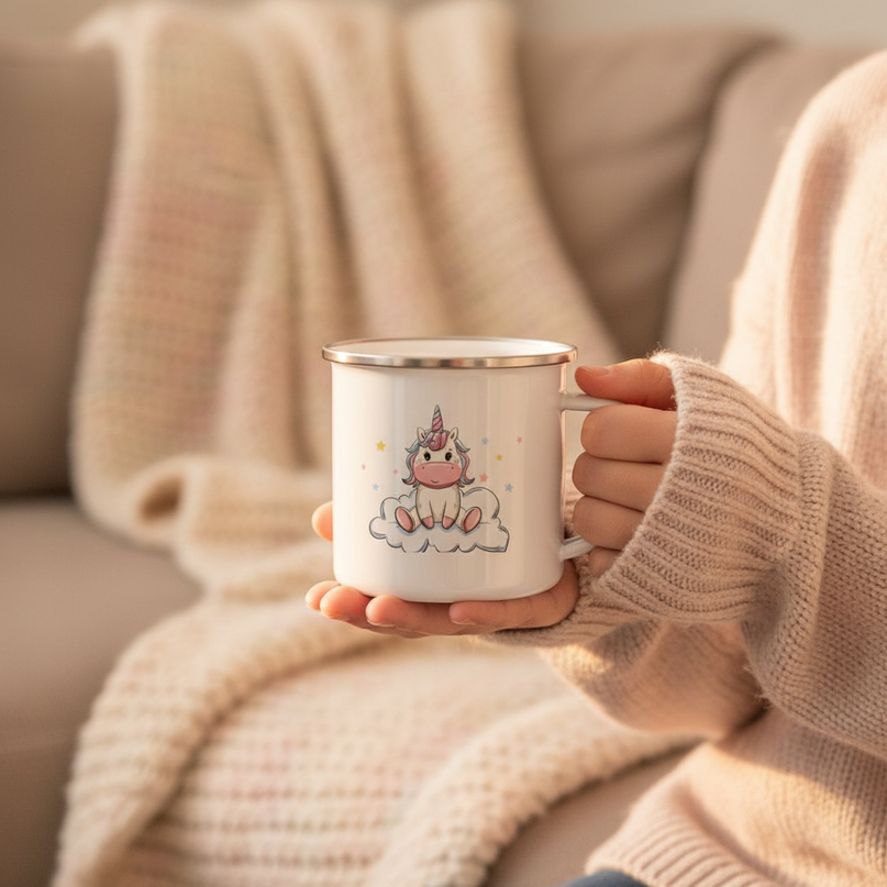 kawaii unicorn mug - in-use
