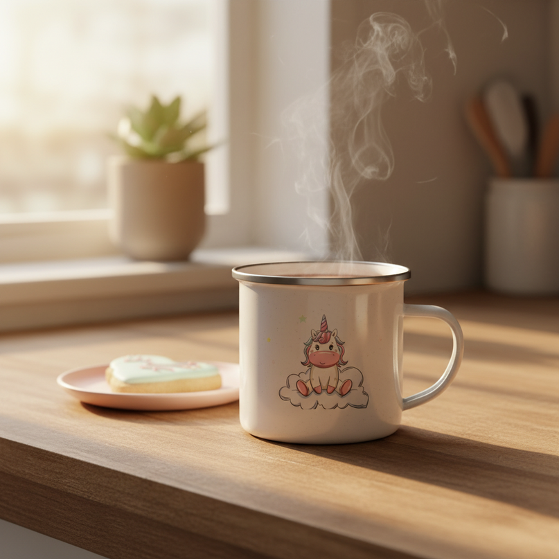 kawaii unicorn mug - lifestyle