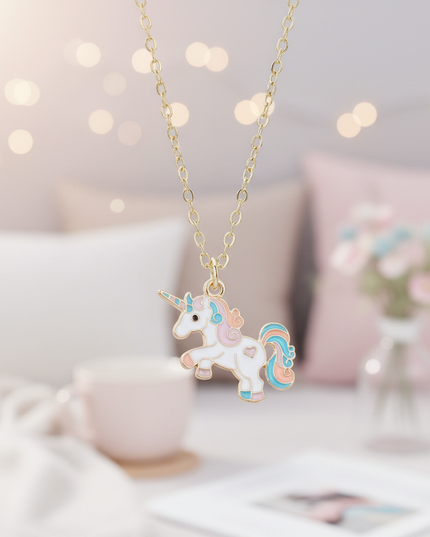 kawaii unicorn necklace - lifestyle
