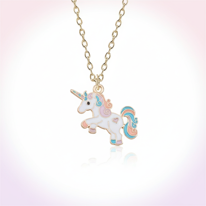 kawaii unicorn necklace - white-bg