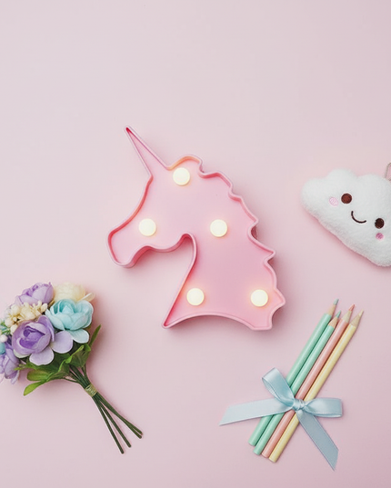 kawaii unicorn night light - flat-lay