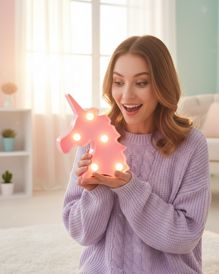 kawaii unicorn night light - in-use