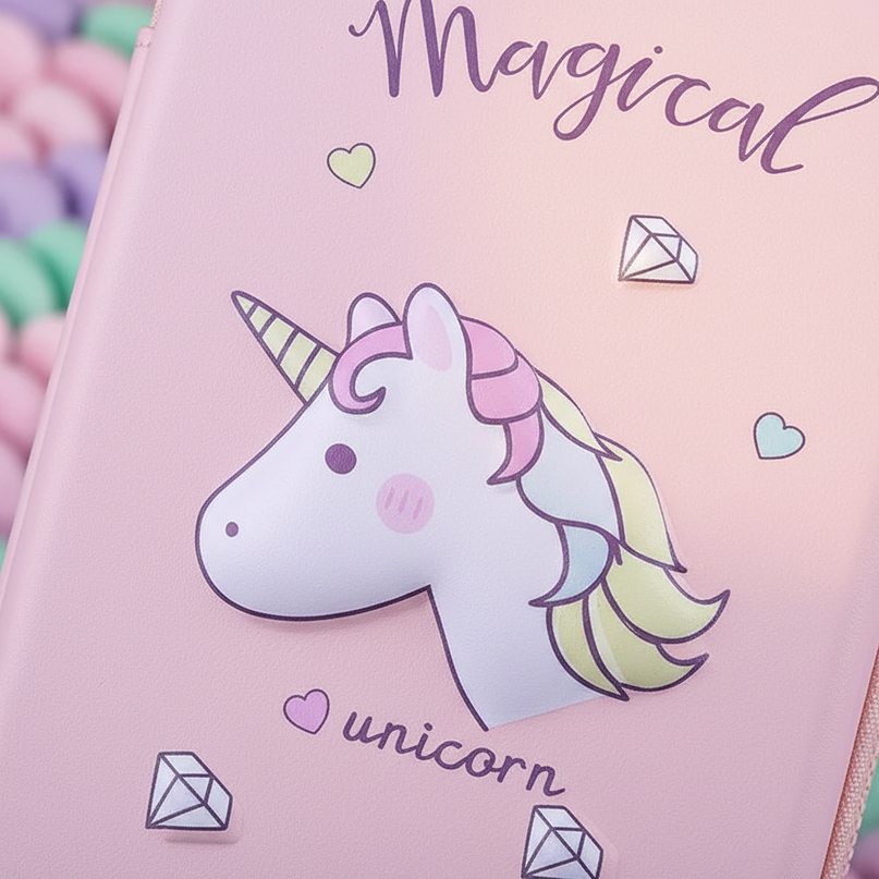 kawaii unicorn pencil case - detail