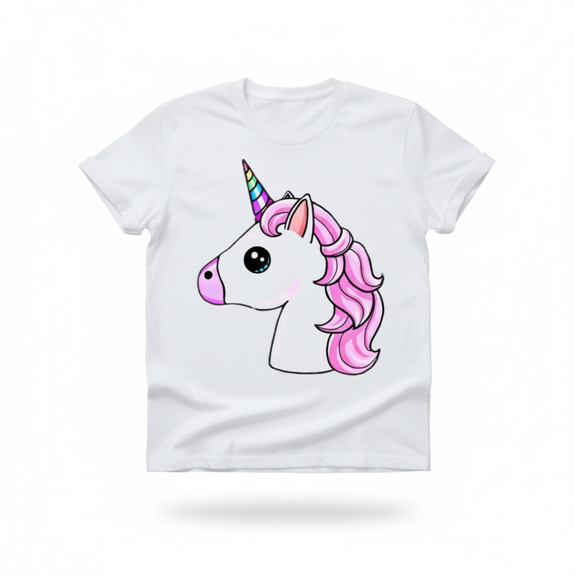 kawaii unicorn print shirt - white-bg