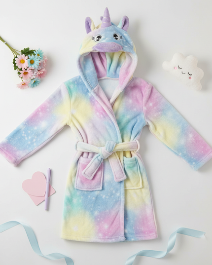 kawaii unicorn robe - flat-lay