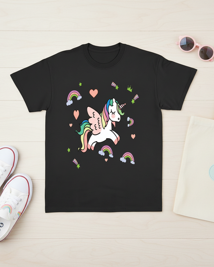 kawaii unicorn shirt - flat-lay