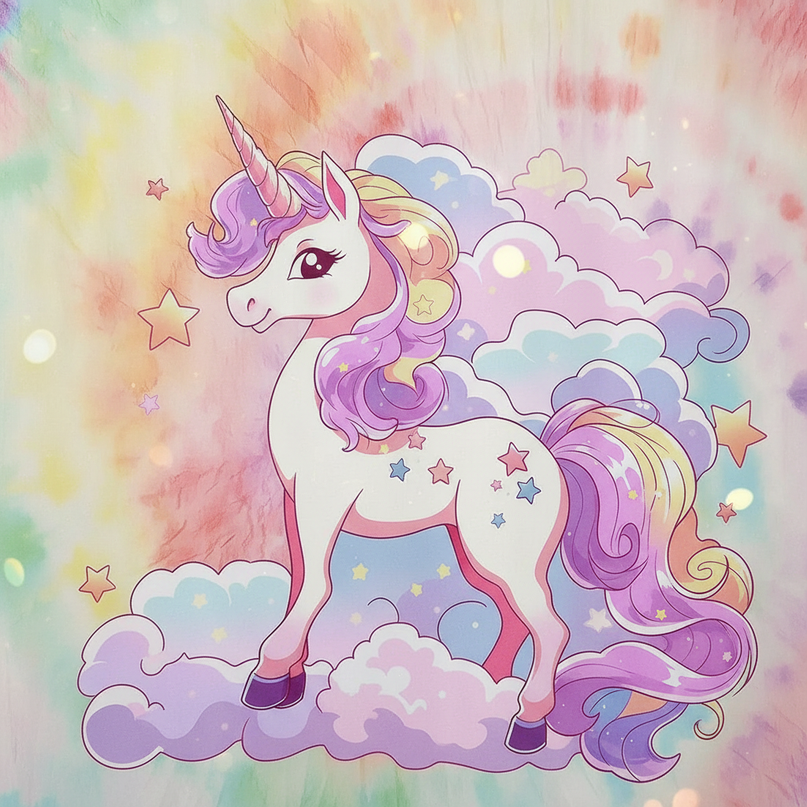 kawaii unicorn shower curtain - detail