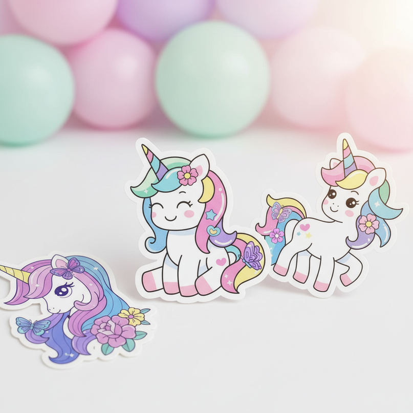 kawaii unicorn stickers - detail