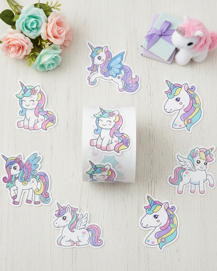 kawaii unicorn stickers - flat-lay
