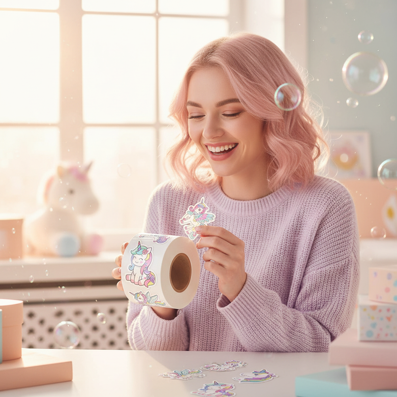 kawaii unicorn stickers - in-use