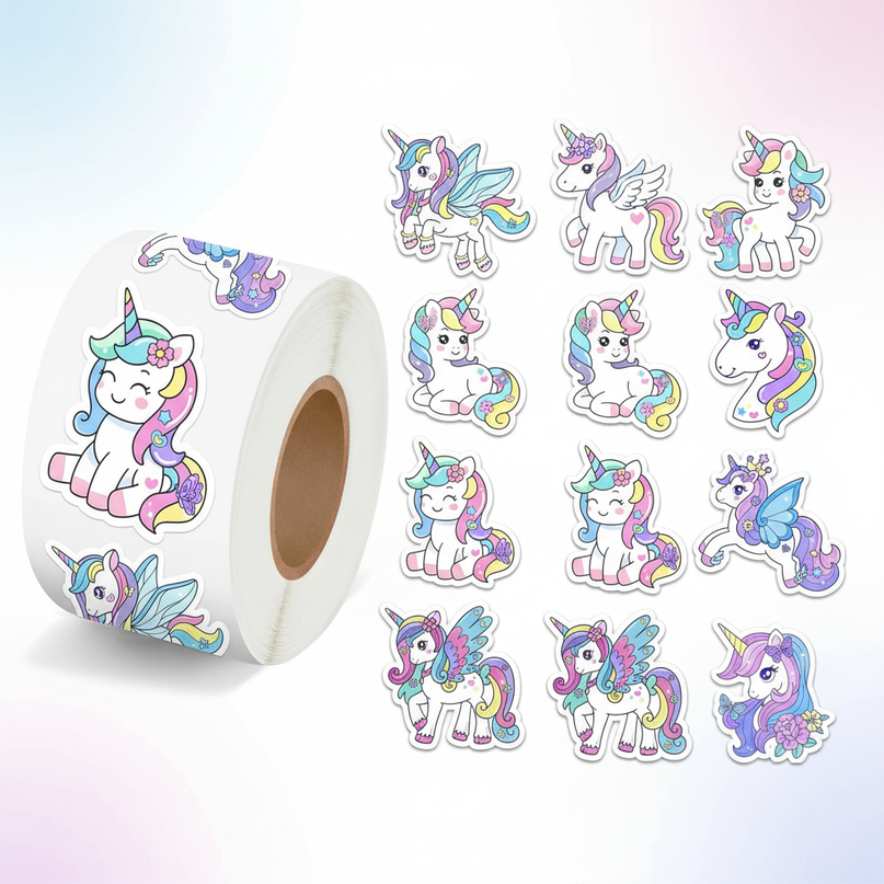 kawaii unicorn stickers - white-bg