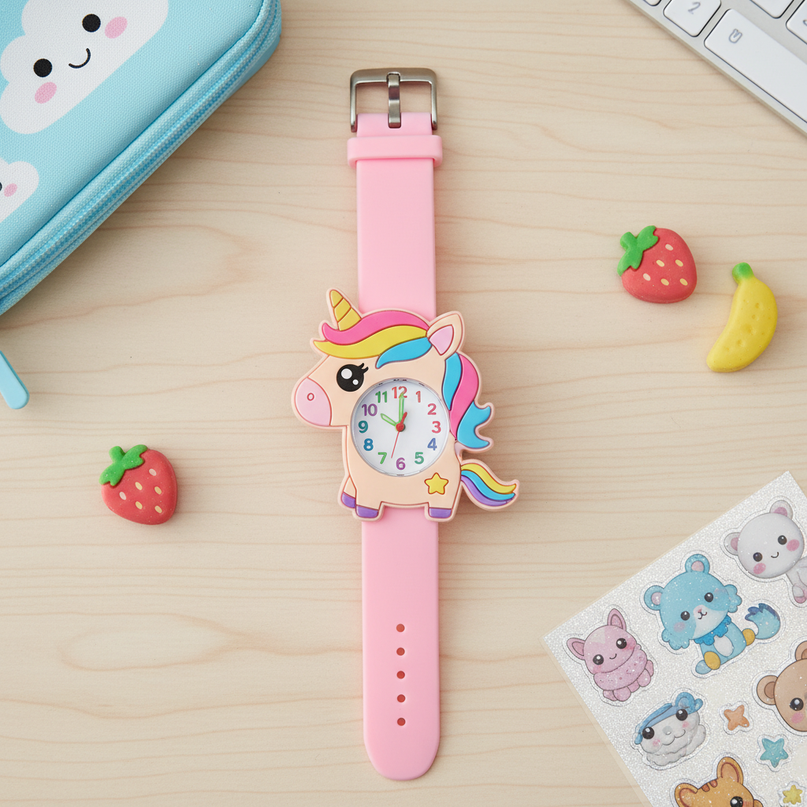 kawaii unicorn watch - flat-lay