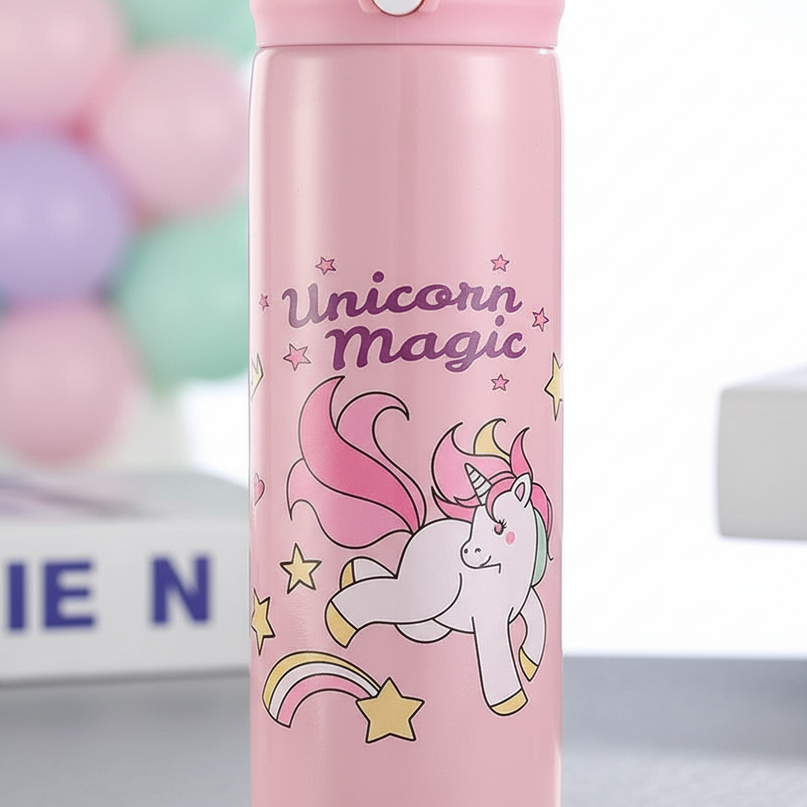 kawaii unicorn water bottle - detail