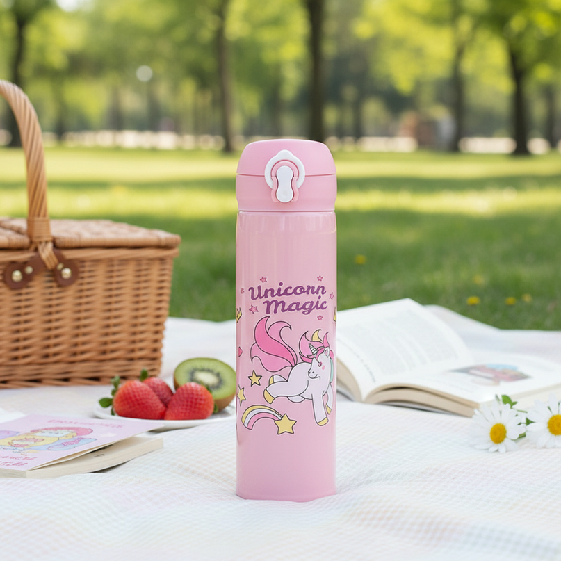 kawaii unicorn water bottle - lifestyle