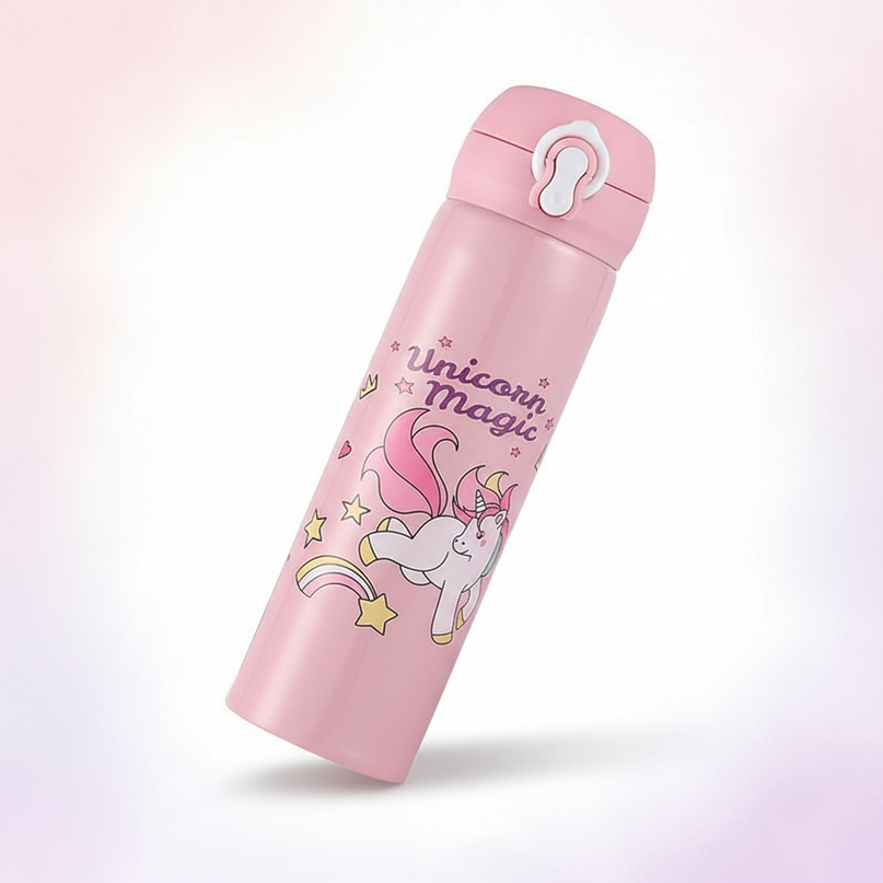 kawaii unicorn water bottle - white-bg