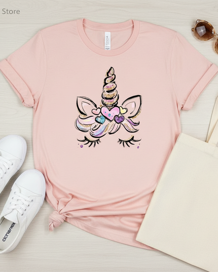kawaii unicorn women shirt - flat-lay