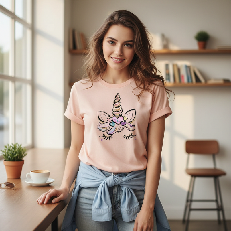 kawaii unicorn women shirt - in-use