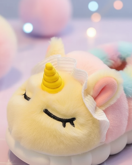 kids big unicorn slippers - detail