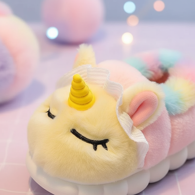 kids big unicorn slippers - detail