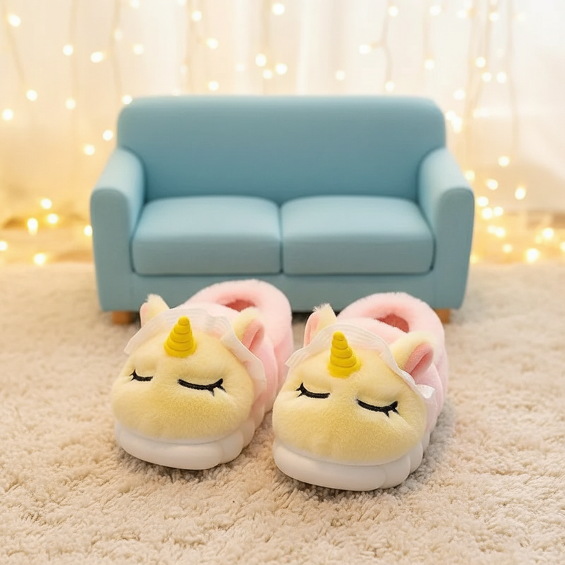 kids big unicorn slippers - lifestyle