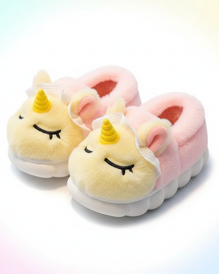 kids big unicorn slippers - white-bg