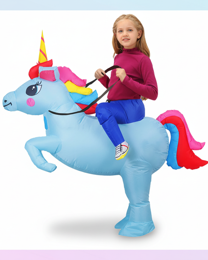 kids blow up inflatable costume unicorn - white-bg