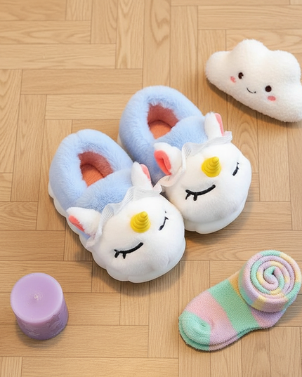kids lovely unicorn slippers - flat-lay