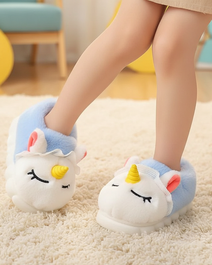 kids lovely unicorn slippers - in-use