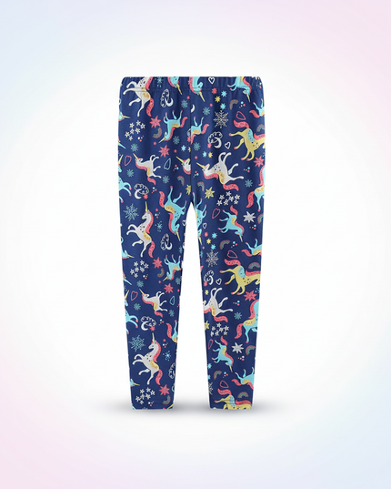kids rainbow unicorn leggings - white-bg