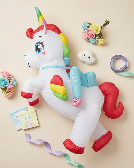 kids ride on inflatable costume unicorn - flat-lay