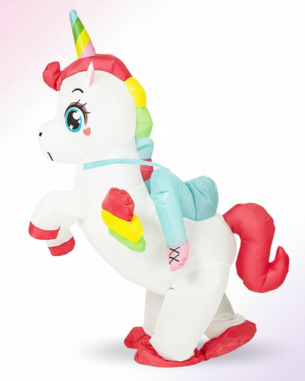 kids ride on inflatable costume unicorn - white-bg