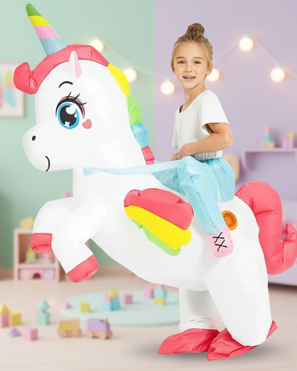 kids ride on unicorn rider costume - lifestyle