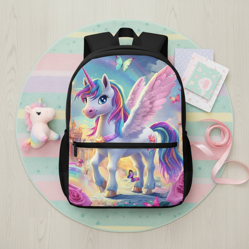 kids unicorn backpack - flat-lay