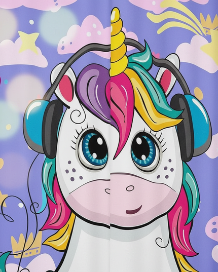 kids unicorn curtains - detail